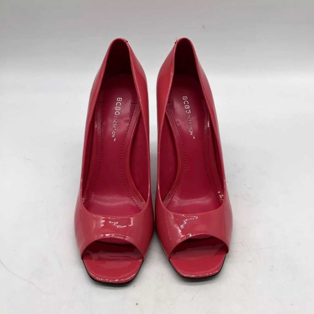 BCBGeneration High Heel Heels Stiletto Peep Toe Hot Pink Patent Leather 6.5 B